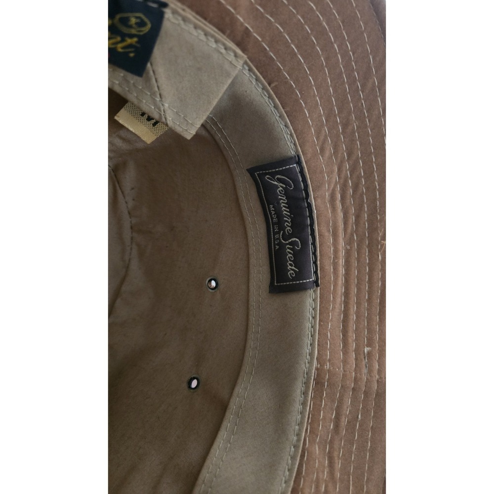 Vintage Suede Fedora Hat Pheasant Feather Trim USA Made Boho Western - Picture 8 of 11